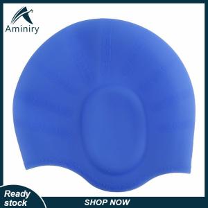 Aminiry[Love sports] Adults High Elastic Swimming Caps Men Women Waterproof Swimming Pool Cap Protect Ears Long Hair Large Silicone Diving Hat
