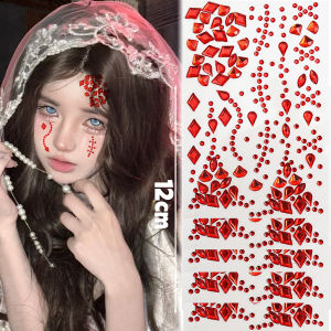 5pcs Ma Cà Rồng Halloween Mặt đá quý dán đỏ/Đen chữ thập Kim Cương & BAT thiết kế cho Halloween máu nước mắt trang điểm không thấm nước tự dính