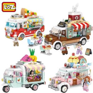 LOZ MINI Blocks City Street Gourmet Truck 1737 Fruits / 1738 Ice Cream / 1739 Pizza / 1740 Coffee Cart Bricks Assembling Toy