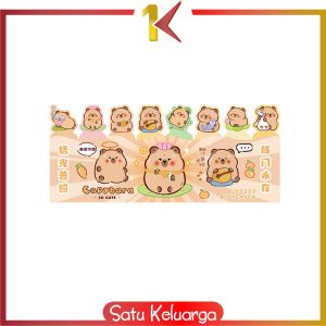 SK-A95 Sticky Notes Motif Capybara Lucu 8 Baris Pembatas Buku Karakter/Kertas Memo Kapibara Catatan
