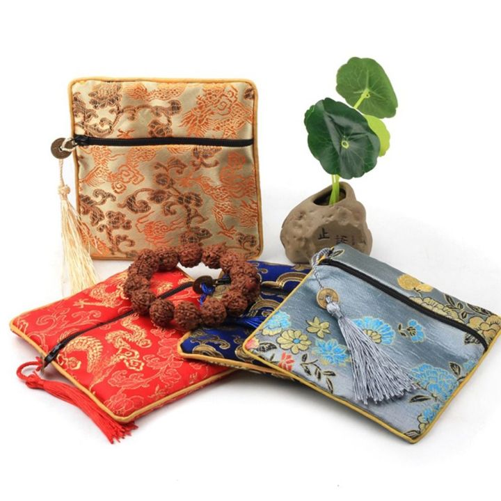 ERSIZE Retro Antique Zipper Bag Embroidery Flower Pattern Blessing Bag ...