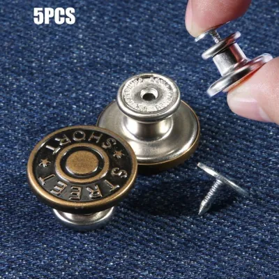 ANNTYE1 10pcs Replacement Jeans Buttons Nailless Removable Pants Pins Durable Waist Adjust No-Sewing Metal Button
