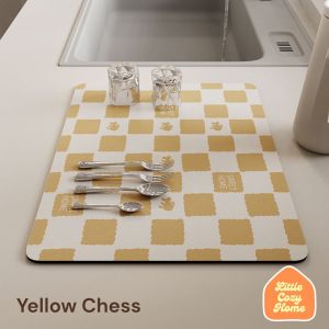 Keiko Dish Drying Mat Bahan Diatomatie Alas Cuci Piring Serap Draining Dishes Pengering Piring Gelas Bahan Penyerap Air Wastafel Tebal Lembut Tahan Lama dan bisa Dilipat Anti Slip Rubber Super Absorbent Drainer Peralatan Makan Karpet Botol