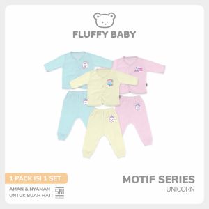 FLUFFY Setelan Baju Panjang Celana Panjang Unicorn (Isi 3Pasang) SBJJSB UMB UMSW SML