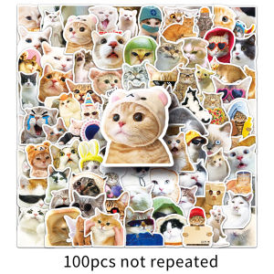 100PCS Funny Internet Celebrity Cat Emoji Sticker Notebook Cute Cartoon DIY Decoration Waterproof Stickers