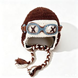 TRASTO Color-Blocked Winter Pilot Hat With  Crocheted Windproof Knitted Beanie Fashion Ear Protection Earflap Cap Autumn Winter
