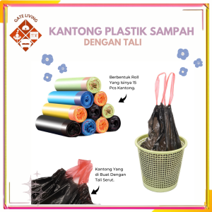 Kantong Plastik Sampah Roll Uk 45x50cm dengan Tali Serut