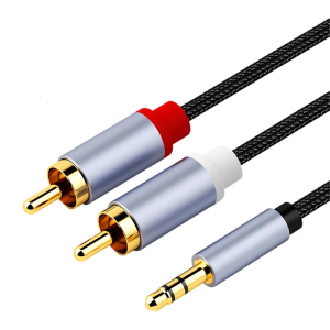Y Shaped 3.5mm to 2RCA Sound Connectors Cable Coppers Cores Nylons Braideds Universal Compatibility Music Devices