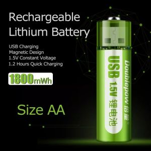 DOUBLEPOW Baterai Cas Li-Ion AA USB Rechargeable 1.5V 1800mWh