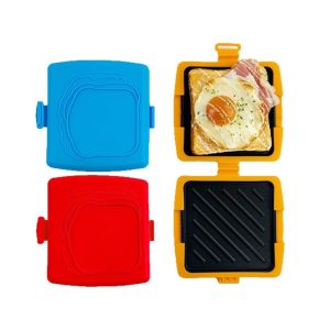 MADEWITH Double Sided Microwave Sandwich Maker Removable Fast Heating Microwave Toaster Food Grade Non Stick Panini Press Grill Pan Toast Waffles