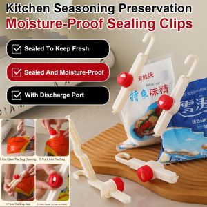 🔥Hot Sale 🔥Kitchen Freshness Clip Moistureproof Sealing Clip Hanger Seasoning Sealer Hook Sealing Clips For Food Storage Kitchen Spice Bag Sealer Airtight Moisture Proof Container Clips Reusable Plastic Sealing Clamps Food Bag Clips