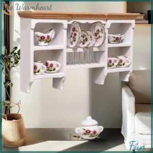【The Warmheart】 1Pcs 1 12 Dollhouse Wooden Storage Shelf Miniature Furniture Wall Hanging Cabinet For Doll House Dining Room Decoration