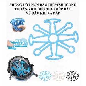 Miếng lót mũ bảo hiểm silicone thoáng khí chống bí– Set 2 cái – Đội êm giữ nếp tóc dễ gắn mọi mũ