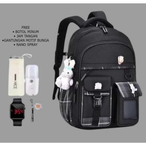 RANSEL MIKA SAKU - Tas Ransel Perempuan Sekolah Korean Style Tas Sekolah SD SMP REMAJA BANYAK BONUSNYA