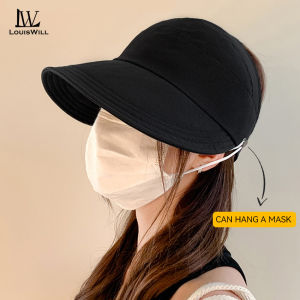 LouisWill Women Sun Cap Sun Visor Hat Half Empty Top Large Brim Summer Visor Cap Women High Ponytail Baseball Cap Sunscreen Cap Outdoor Urban Sports Sun Protection Hat Can Wear Mask for Outdoor Travel