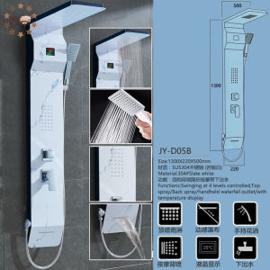 Shower showerhead set rock board white  gray brushed black hot and cold shower showerhead digital display shower screen