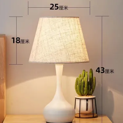 L&H（COD）Eye protection desk lamp LED study room living room bedroom bedside European style lamp creative [Free bulb]
