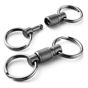 TEMPLE Aluminum Alloy Quick Release Keychain 360 Degree Rotation Fast Release Mechanism Quick Pull Keyring Portable Rustproof Craft Detachable Keychain Clip ravel Use