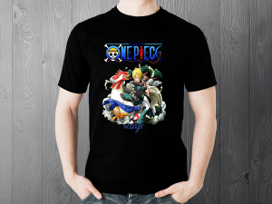 Kaos Cotton Katun Lengan Pendek Motif One Piece Premium Jepang Gen Z Hitam Putih