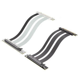 สายสัญญาณ PCIE5.0 X16สำหรับกราฟิกตัวขยาย GPU มีความยืดหยุ่นสูงความเร็วสูงสายเคเบิลพ่วงมุม90องศา64กิกะไบต์/วินาที
