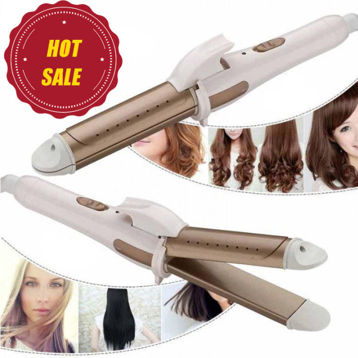 Hair straightner with clearance curler