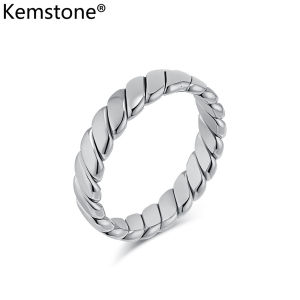 Kemstone Retro Geometric Stainless Steel 18K Gold Plated Ring Womens Rings Jewelry