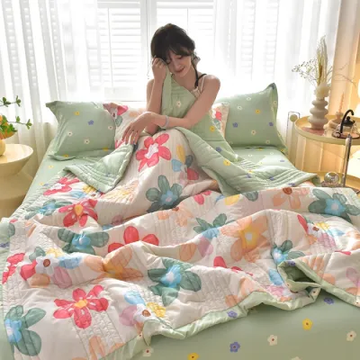 Chăn Cotton Mát Mùa Hè Mới Giặt Được Chăn Điều Hòa Chăn Mỏng Mùa Hè Cỡ Queen Đơn