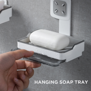 DAU Soap Bar Holder Hanging with Self Draining Tray For Sink Kitchen Bathroom Shower Shelf Storage Space Saver