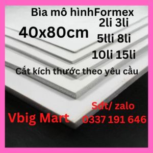 Bìa mô hình - 5mm 40cmx80cm (Bìa làm handmade Formex 5i  Fomex 5ly Fomic)
