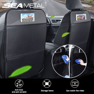PU Leather Anti Kick Pad Waterproof Car Seat Back Cover Protector Anti-Scratch Mat Barrier for Child Pet with Zipper Storage Bag