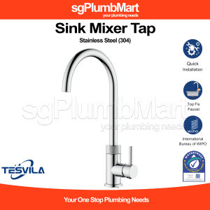 Tesvila x sgPlumbMart TKF-A60-3 Stainless Steel Scaled-Proof Spout Sink Tap Mixer Kitchen Hot and Cold Water