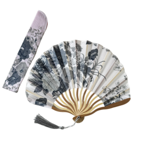 HUADIN Flower Silk Folding Fan Classical Chinese Style Handheld Fan Dance Props Photo Prop Tassel Folding Fan Home Decoration