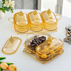 ALLUCK with Tray Dried Fruit Storage Box Transparent Moisture Proof Candy Box Durable Compartment Snacks Placement Plate Household