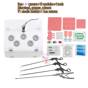 Portable Laparoscopy Trainer Simulator Laparoscopic Training Practice Set with HD1080P Endoscope Camera and 4 Instruments