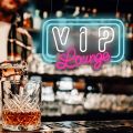 VIP Lounge Neon Sign Light - Karaoke Bar Restaurant Pub Cafe Salons Game Room Man Cave, Cool Wall Decor for Home Bedroom, Gift Idea for Boys, Son, Teen, Boyfriend, USB Powered(17 x 10.8 inch). 