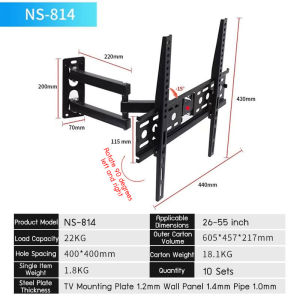 【Full set of screw】Tv Wall Mount Bracket Universal 26-75 inches Tv Bracket TV stand Adjustable pitch 15° Upgraded thickened and widened TV wall-mounted bracket Tv Rack Stand Tv Rack Minimalist Modern tv stand for hanging wall