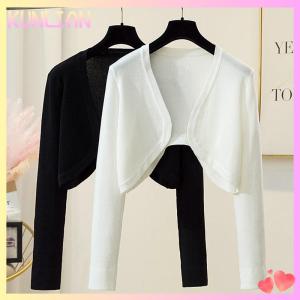 [KUNLIAN] Women Shrugs Solid Elegant Breathable Leisure Cardigans Korean Style All-match Shawl Tops
