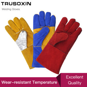 Leather Forge/Mig/Stick Welding Gloves Heat/Fire Resistant Mitts for Oven/Grill/Fireplace/Furnace/Stove/Pot Holder Welding