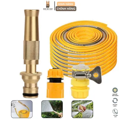 Vòi xịt tăng áp rửa xe vệ sinh nhà cửa Dài 5-10-15-20 mét Đầu phun làm từ đồng tạo áp lực cao điều chỉnh 4 kiểu tia khác nhau