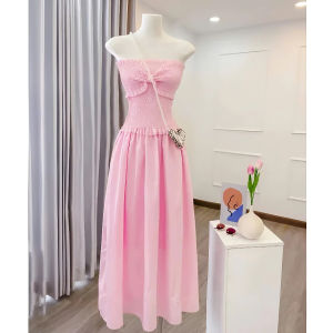 Váy Maxi Bo Chun Cup Nguc Nơ To Ôm Body Dáng Dài Chất Liệu Thô Hàn Set đồ đi biển QUYN.129