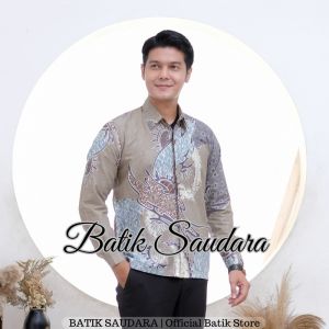 Kemeja Batik Pria Kain Katun Lengan Panjang Jumbo Motif Blarak Taro Batik Saudara