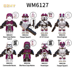 Nova Corps Marine Team 4 Trooper Squad 3 AT-RT Driver Paratroope Space Wars Mini Action Building Blocks Kids Figure Toys WM6127
