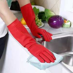 (38CM) Sarung Tangan Karet Latex Bahan Premium High Quality Tebal Anti Sobek Anti Air dan Sabun Untuk Cuci Mencuci Piring Baju Motor Mobil Kamar Mandi Dapur Berkebun Perlengkapan Dapur Rumah Korea Panjang 30 / 38 / 45 cm