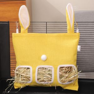 FWFHTP Canvas Hanging Hay Bag Rabbit Ears Large Capacity Small Animal Feeder Bag 2/3 Holes Cage Accessories Bunny Guinea Pigs