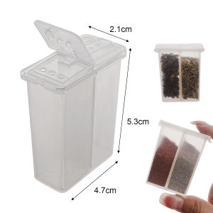 1/10Pcs Multi-Purpose Camping Seasoning Shaker with Lid 2-Compartment Salt Pepper Spice Jar Outdoor 2 In 1 BBQ Cooking Storage Box