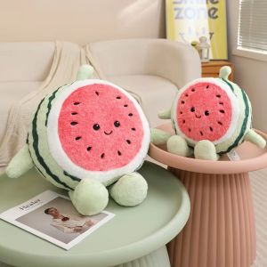 HAPP Bị nhồi Đồ chơi nhồi bông dưa hấu Bộ sưu tập Bông xốp Búp bê nhồi bông dưa hấu Đồ chơi đồng hành Dễ thương Gối trái cây hoạt hình Trang trí nhà cửa