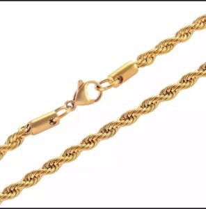 kalung tambang titanium 60cm gold anti karat
