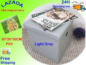 Foldable Leather Ottoman Storage Box Stool 30x30x30 Rectangular Storage Stool Sofa Folding Storage Chair