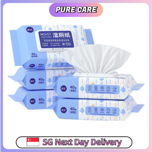 【Pure Care】 【5Packs/box】Manhua Moist Toilet Paper 40 Sheets |Flushable Wet Wipes| Alcohol-Free