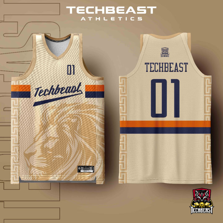 Lion Khaki Full Sublimation Basketball Jersey Techbeast ( Custom Name 